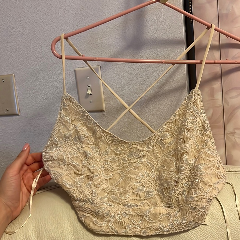 FP bandeau cream sparkle flower detail